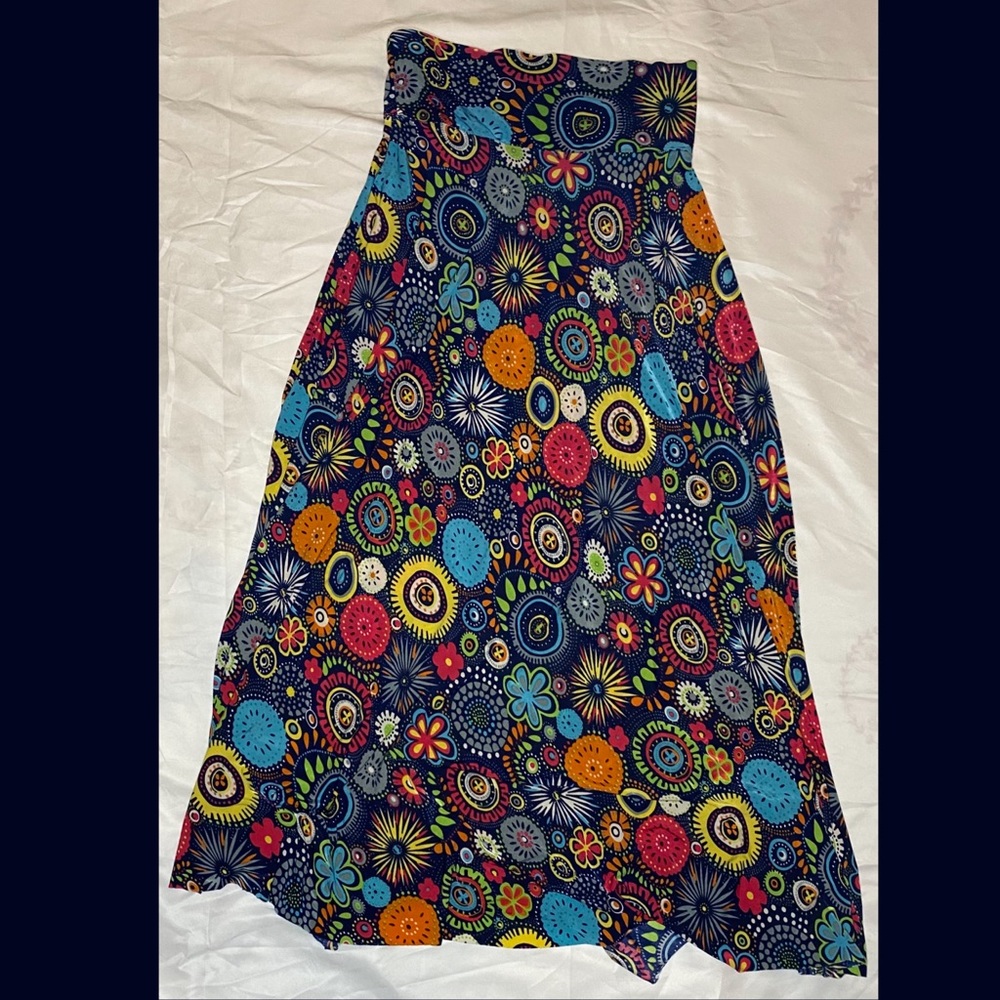 Long Flowy Patterned Skirt Multicolor